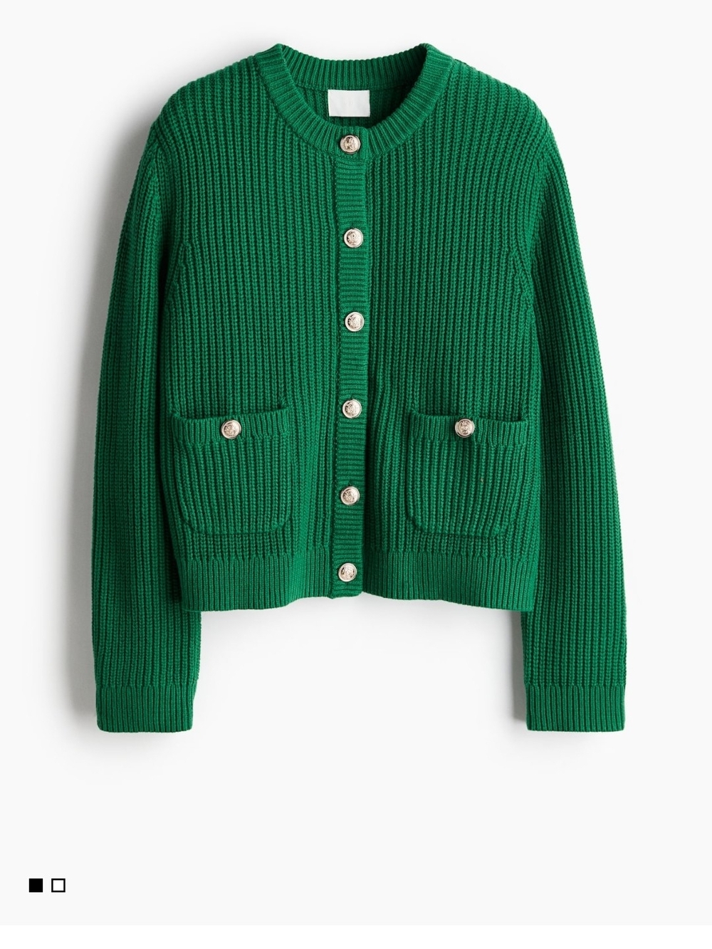 H&M Green Ribbed Button-Front Cardigan